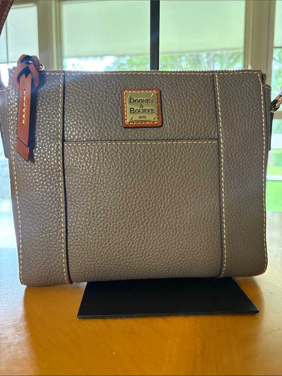 Dooney & Bourke Handbags - Dooney & Bourke Pebble Leather Crossbody in Taupe with Brown Trim